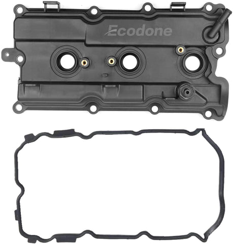 Engine Camshaft Valve Cover with 2 Gaskets for 2002-2009 Nissan Murano Altima Maxima Quest 3.5L,Left/Front PCV Cover fits 2003-2008 Infiniti FX35 G35 M35 3.5l by Ecodone