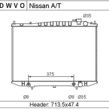 Complete Radiator Compatible with 1998-2004 Nissan Frontier 2.4L, Compatible with 1999-2004 Nissan Frontier 3.3L, Compatible with 2000-2004 Nissan Xterra 2.4L 3.3L DWRD1015