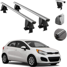 Roof Rack Cross Bars Lockable Luggage Carrier Smooth Roof Cars | Fits Kia Rio Hatchback 2012-2017 Silver Aluminum Cargo Carrier Rooftop Bars | Automotive Exterior Accessories