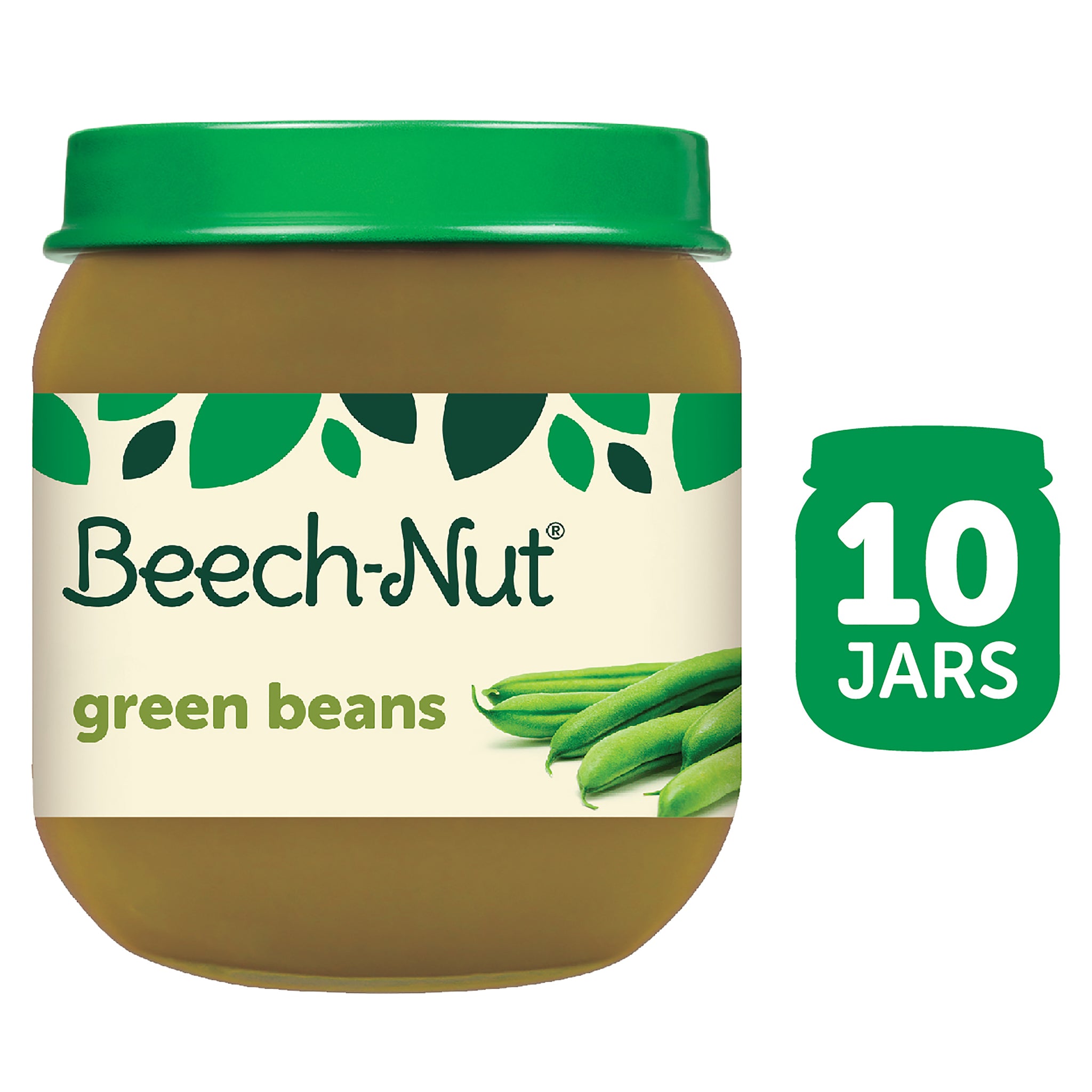 (10 Pack) Beech-Nut Stage 2, Green Beans Baby Food, 4 oz Jar