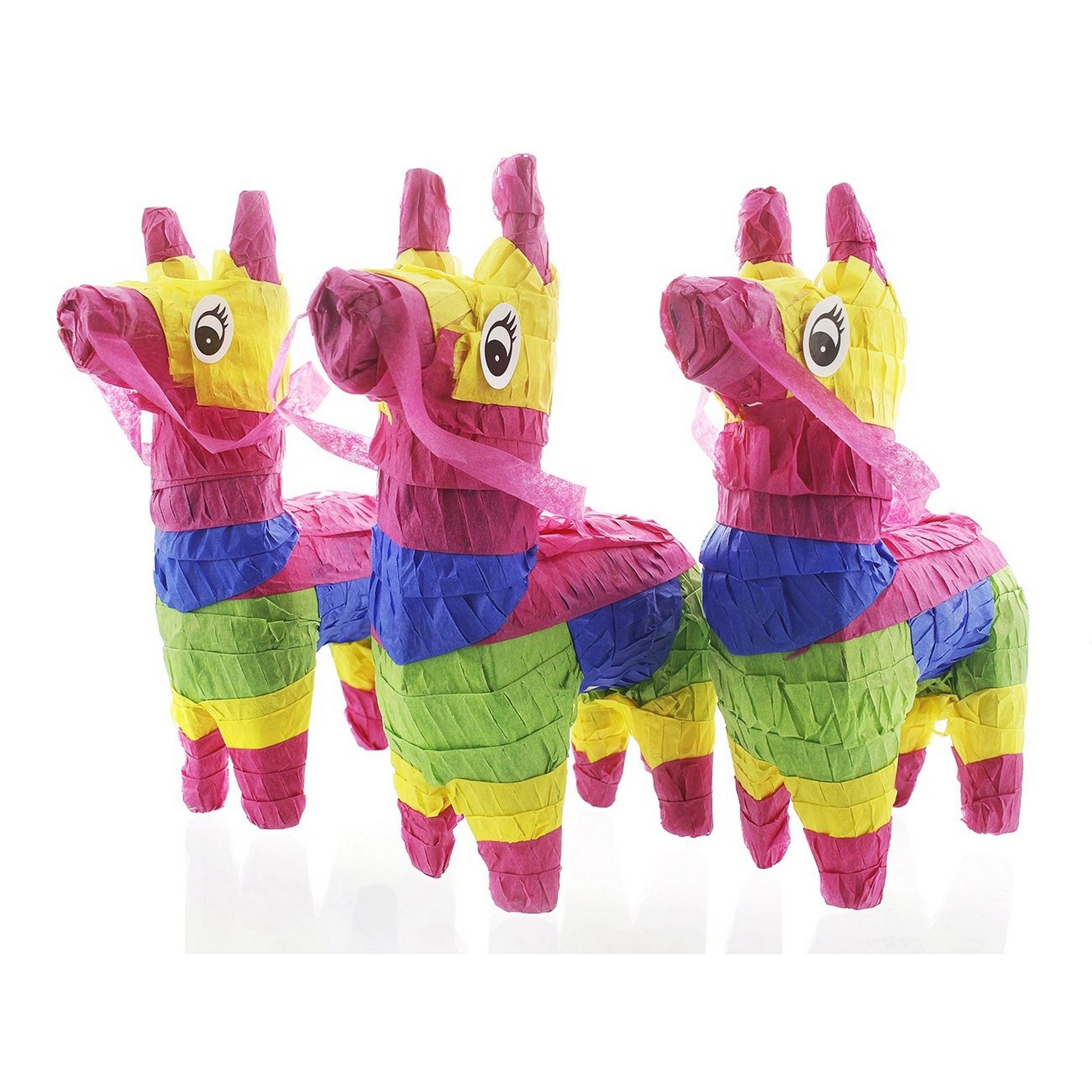 3-Pack Mini Rainbow Donkey Pinatas for Birthday Party, Cinco De Mayo, Fiestas, Events and Celebrations, Mexican Party Centerpieces & Decorations, 5 x 7.5 x 2 inches