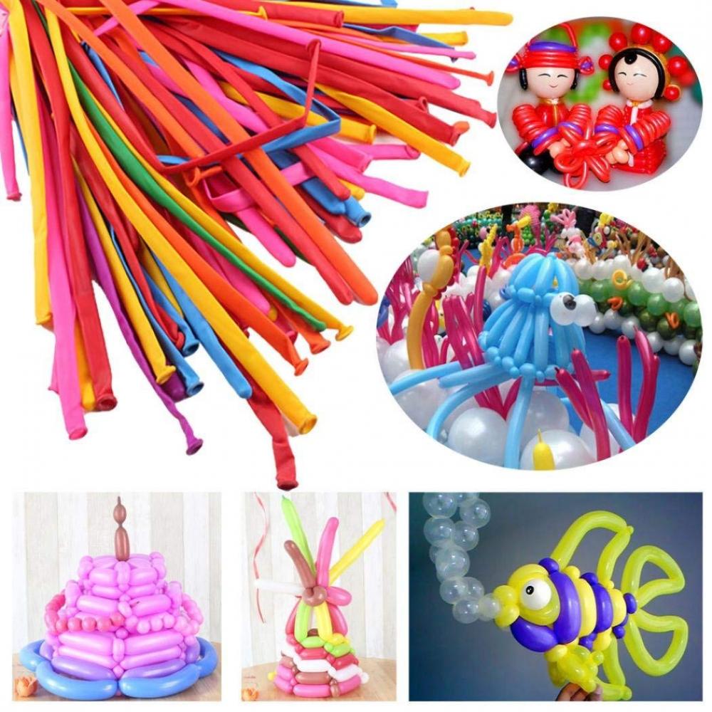 Latex Balloons,EECOO 200pcs Magic DIY Long Twist Latex Balloons Tying Making Decor Mixed Mix-color