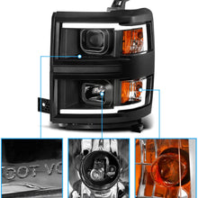 AmeriLite Black Projector Dual LED DRL Bar Headlights Pair for 2014-2015 Chevy Silverado 1500 - Driver and Passenger Side