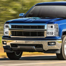 U-Strip LED DRL Projector Headlight Assembly Compatible with Chevy Silverado 14-15 Headlamps with Clear Corner Chrome