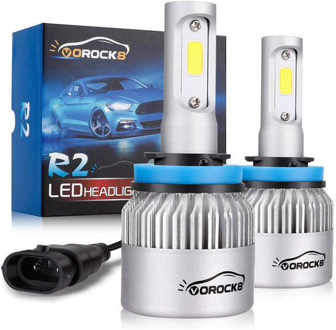 VoRock8 R2 COB H11 H8 H9 H16 8000 Lumens Led Headlight Conversion Kit, Low Beam Headlamp, Fog Driving Light, Halogen Head Light Replacement, 6500K Xenon White, 1 Pair