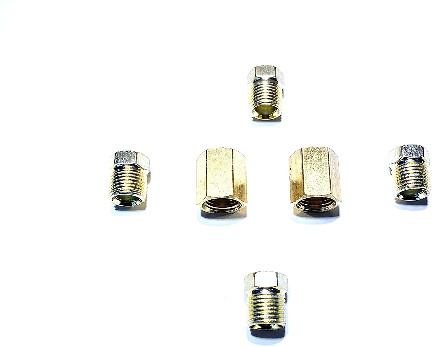 1/4 Inch Brake Line Inverted Flare Fittings and Unions, 7/16 inch-24 Threads Used with 1/4 Inch Brake Line (Pack of 6)