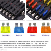 6-Way Fuse Box Blade Fuse Block Holder Screw Nut Terminal W/Negative Bus 5A 10A 15A 20A Free Fuses LED Indicator Waterpoof Cover for Automotive Car Marine Boat