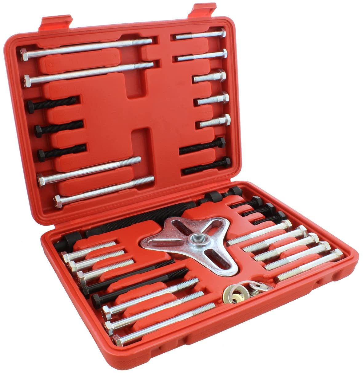 Auto Body Now ABN Harmonic Balancer Puller 46-Piece Tool Kit – Flywheel Remover, Crankshaft Pulley Removal, Steering Wheel Pulling Set