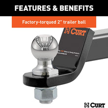 CURT 45534 Trailer Hitch Ball Mount with 2-Inch Trailer Ball & Hitch Lock, Fits 2-Inch Receiver, 7,500 lbs. GTW, 2-Inch Drop