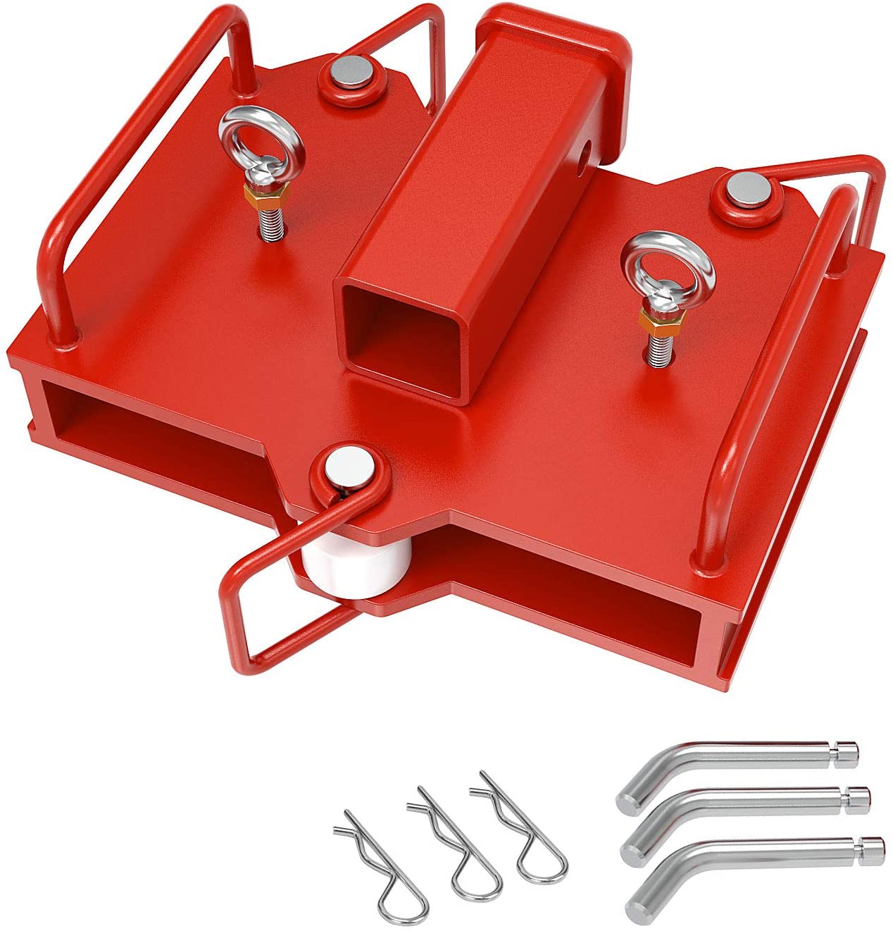 Maxiii Clamp On Forklift Hitch Receiver Dual Pallet Forks Trailer Towing Adapter 2