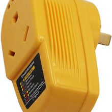 55310 Adapter Circuit Analyzer with Integrated Surge Protection,30 Amp Male to 30 Amp Female Wiring RV Trailer,with Indicator Lights