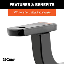 CURT 45024 Class 1 Trailer Hitch Ball Mount, Fits 1-1/4-Inch Receiver, 2,000 lbs, 3/4-Inch Hole, 5-Inch Rise