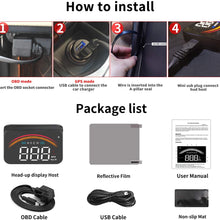 3.5” Upgrade HUD OBD2 GPS Speedometer Odometer Compass Mileage Diagnostic Cleaner Display Altitude Flux Data Clock Alarm Overspeed Temperature Pressure Turbine 2 Systems Compatible for All Vehicles