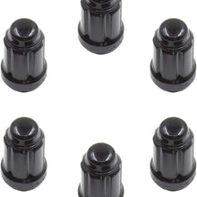 Wheel Accessories Parts Set of 20 Black 1.38" Long Car Lug Nut Closed End Bulge Acorn Spline Lug Nuts Cone Seat Locking with Key (M12x1.50 with Valve Stems)