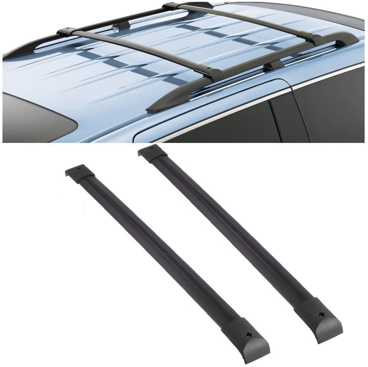 1 Pair Black Al Roof Rack Cross Bars Top Rail Carries For 03-08 PilotCar Crossbars Accessories Outdoor Rooftop Car Top Luggage Cargo Carrier