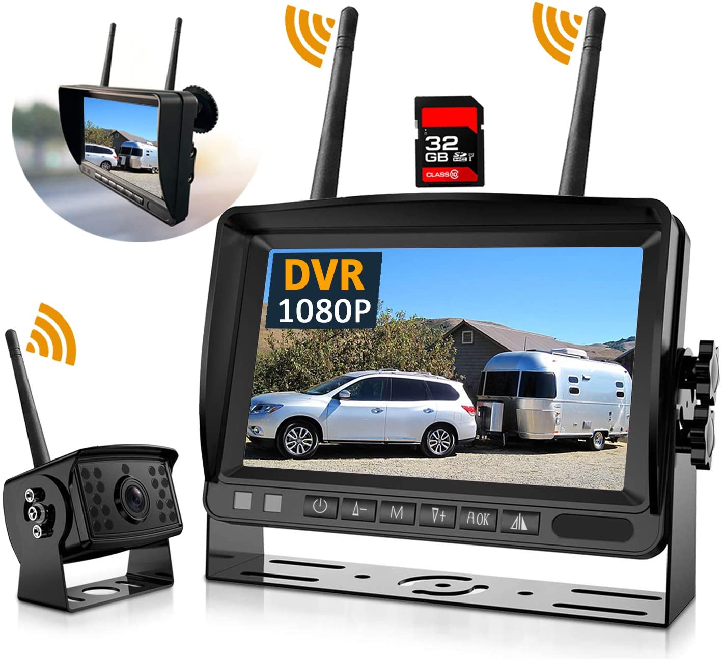 Wireless Backup Camera, DOUXURY IP69 Waterproof 170° Wide View Angle HD 1080P Backup Camera + HD LCD 7