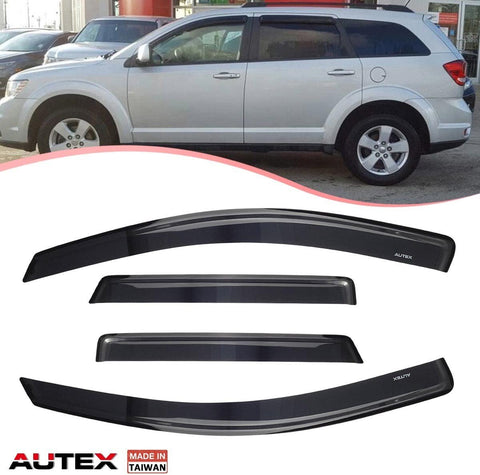 AUTEX 4Pcs Tape on Window Visor Compatible with Dodge Journey 2009 2010 2011 2012 2013 2014 2015 2016 2017 2018 Side Window Deflector Rain Shade Visors