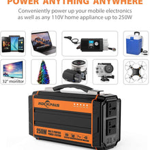 Rockpals 250-Watt Portable Generator Rechargeable Lithium Battery Pack Solar Generator with 110V AC Outlet, 12V Car, USB Output Off-grid Power Supply for CPAP Backup Camping Emergency