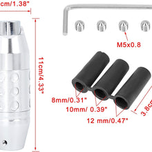 X AUTOHAUX Universal Aluminum Alloy Car Gear Stick Shift Knob with Button Lever Shifter Silver Tone