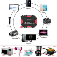 BESTEK 400W/500W DC 12V 110V Inverter with 4 USB Charging Ports, Power Converter with 2 AC Outlets Battery Clip Charger, Car Adapter (Upgrade Version)