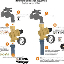 Measureman Adjustable Lead Free Brass RV Pressure Regulator, Pressure Reducer with Liquid Filled Pressure Gauge 160psi and Inlet Screened Filter for RV Camper Travel Trailer