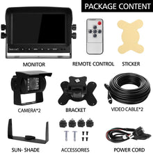 Dual Backup Camera with Monitor Kit System(12-24V) 7" HD Monitor Reversing +2 Rear View 170° Wide Angel Night Vision Waterproof,18 Infrared Lights Camera Fit for Trucks/RV/Van/Campers/Vehicles.
