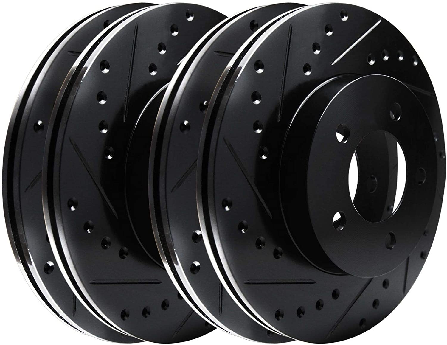 Fit 2004-2017 Nissan Quest Black Hart Full Kit Drill/Slot Brake Rotors Kit