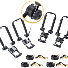 AA-Racks 2 Pair J-Bar Rack Roof Top Mount with 16 Ft Ratchet Lashing Straps, Folding Carrier for Your Canoe, SUP and Kayaks on SUV Car Truck
