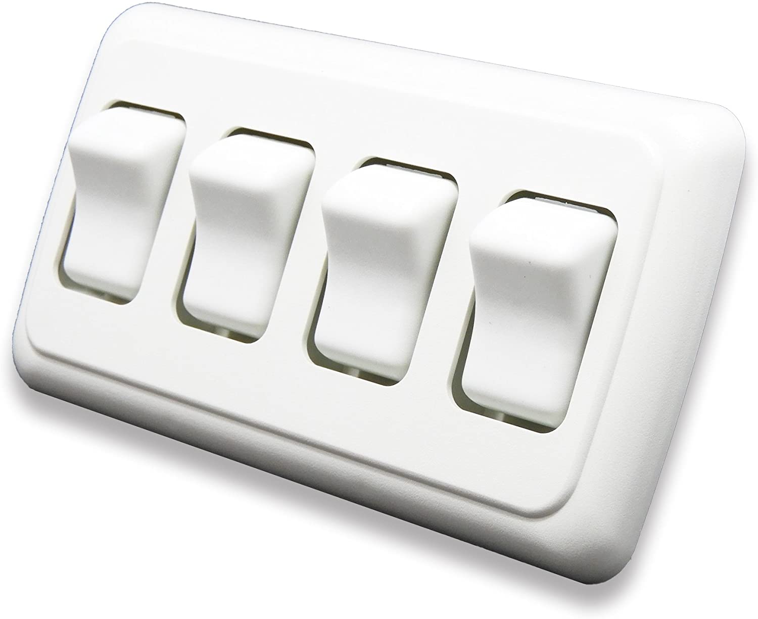 American Technology Components Quad SPST On-Off Switch with Bezel, 12-Volt, for RV, Trailer, Camper (White)