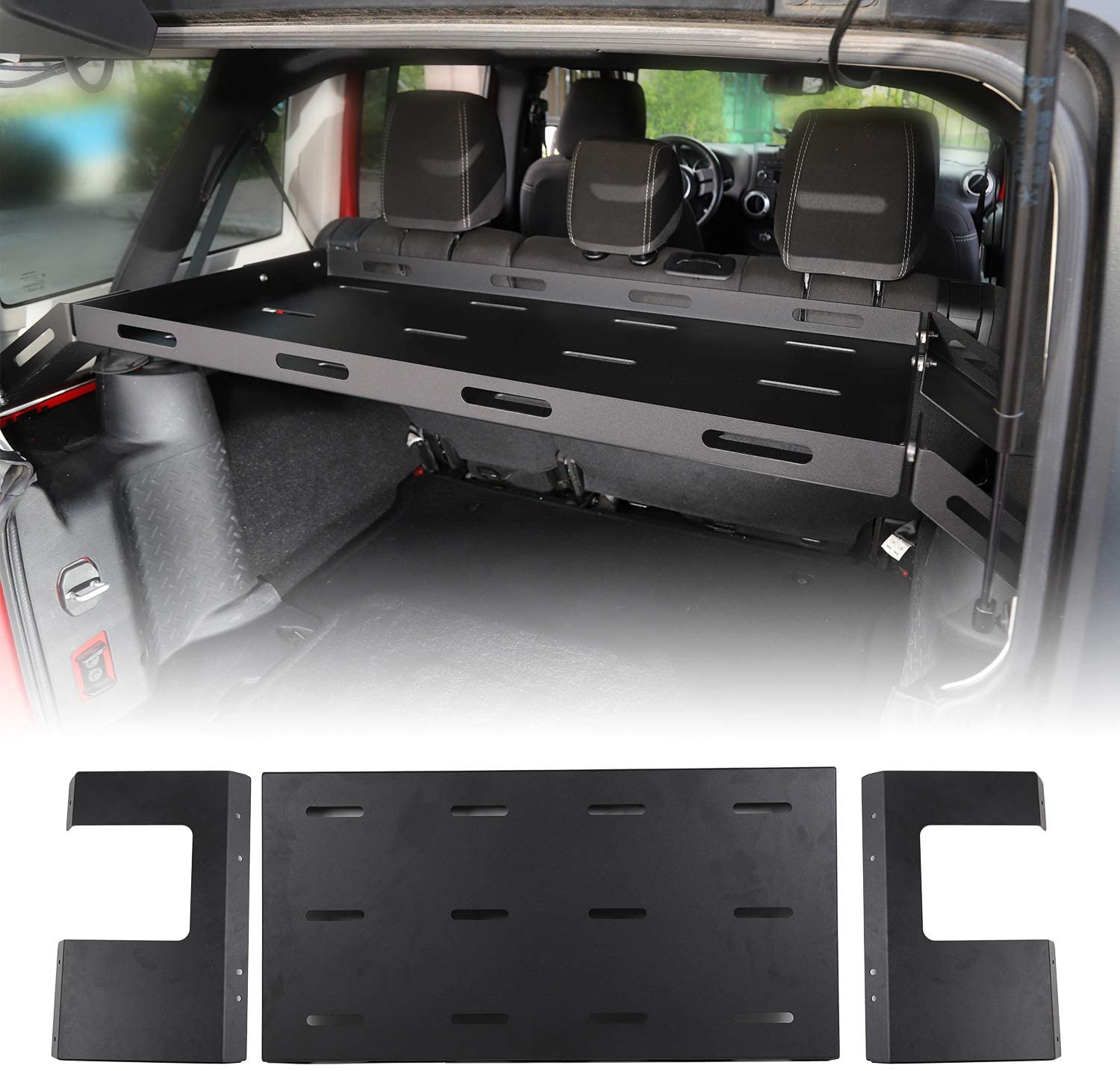 RT-TCZ for Jeep JK JL Interior Rear Cargo Basket Rack Solid Metal Luggage Storage Carrier for 2011-2018 Jeep Wrangler JK & 2018-2021 JL Unlimited Sahara Sport Rubicon Accessories 4 Door Only (Black A)