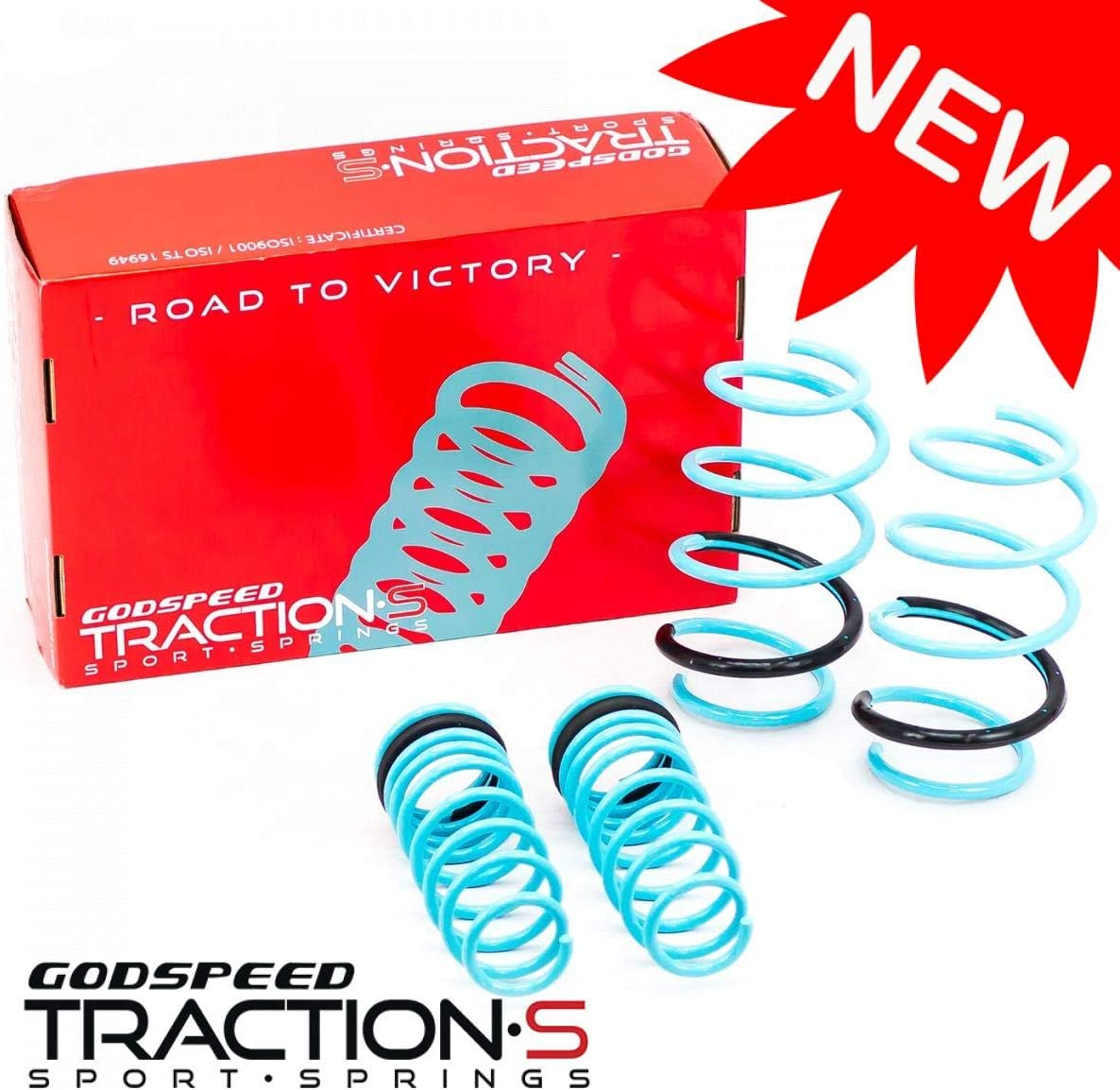 Godspeed LS-TS-TA-0005 Traction-S Performance Lowering Springs, Reduce Body Roll, Improved Handling, Set of 4, compatible with Toyota Corolla Sedan (E160/E170) 2014-19
