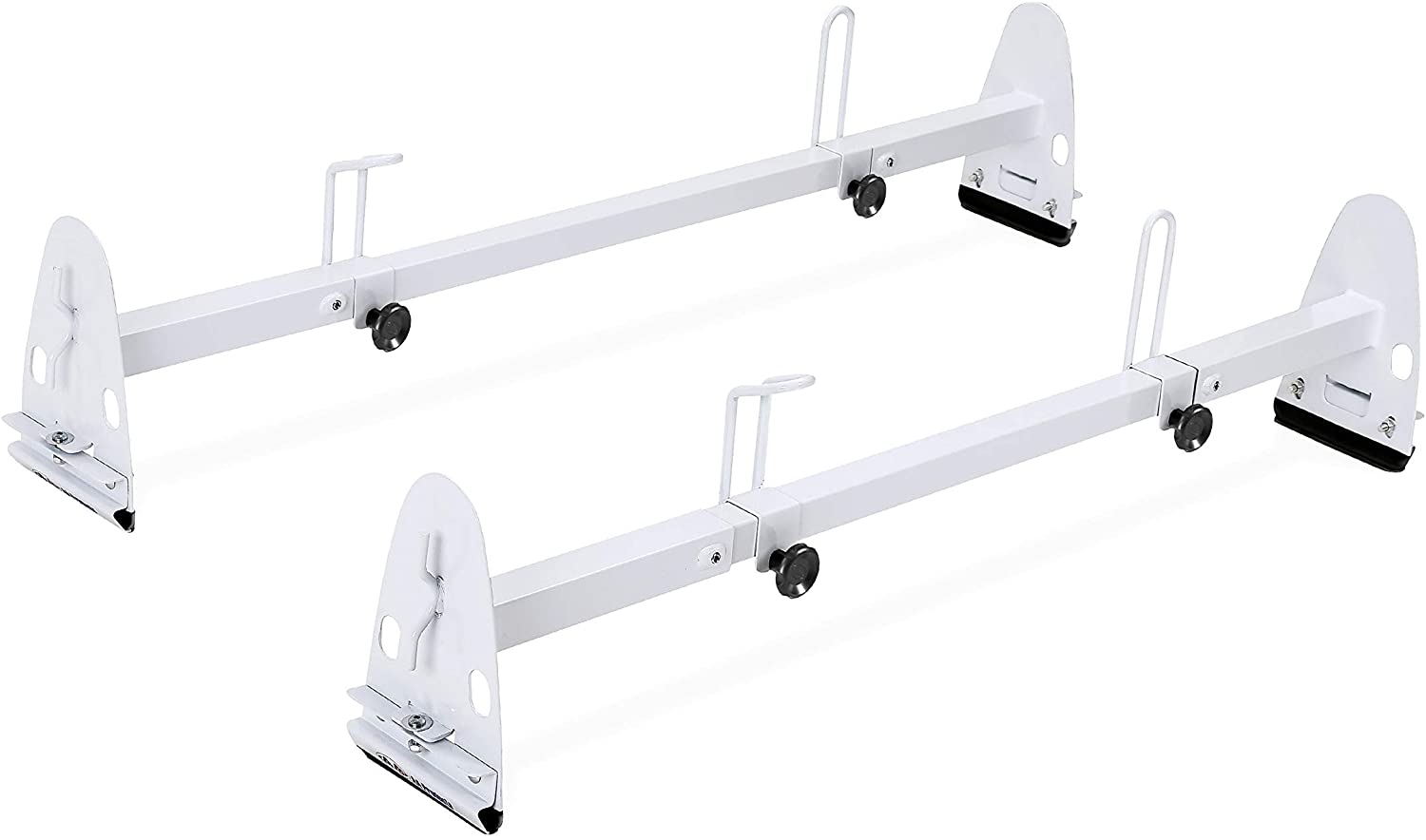 AA-Racks Model X27 Square 2 Bar Set Rain-Gutter Van Ladder Roof Racks Steel Rack (White)