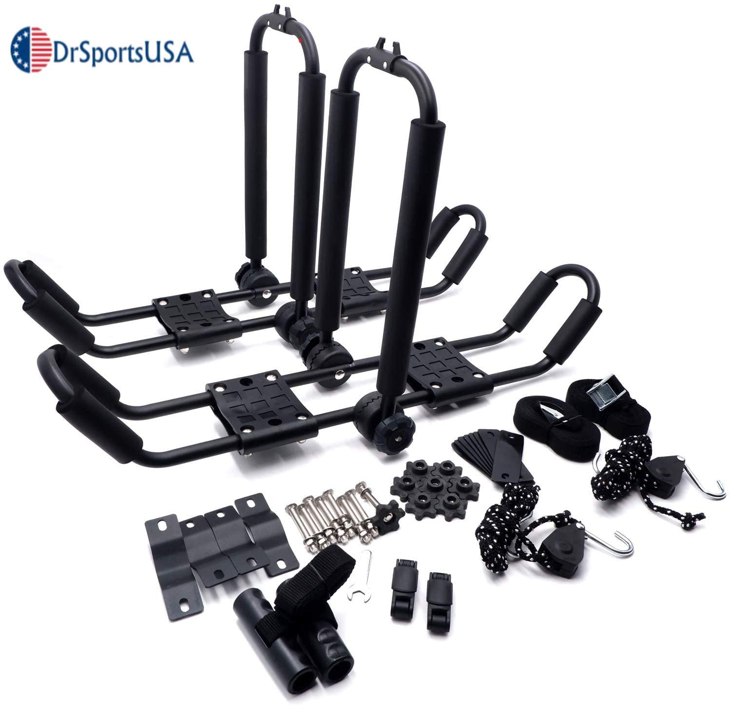 DrSportsUSA Universal Foldable Kayak Canoe SUP Carrier 3 in 1 Adjustable car roof Rack Mount J Shape Kayak Rack to Your car & SUV