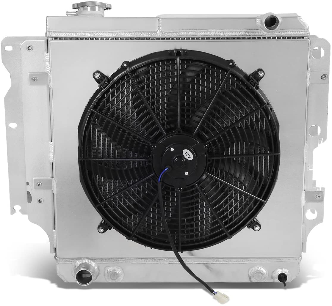 DNA Motoring RA+FS-JEEP87-3 3-Row Radiator with Fan Shroud