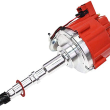 A-Team Performance HEI Complete Distributor 65,000-volt Coil Male Cap Compatible with AMC Jeep V8 290, 304, 343, 360 390 401 One Wire Installation, Red Cap