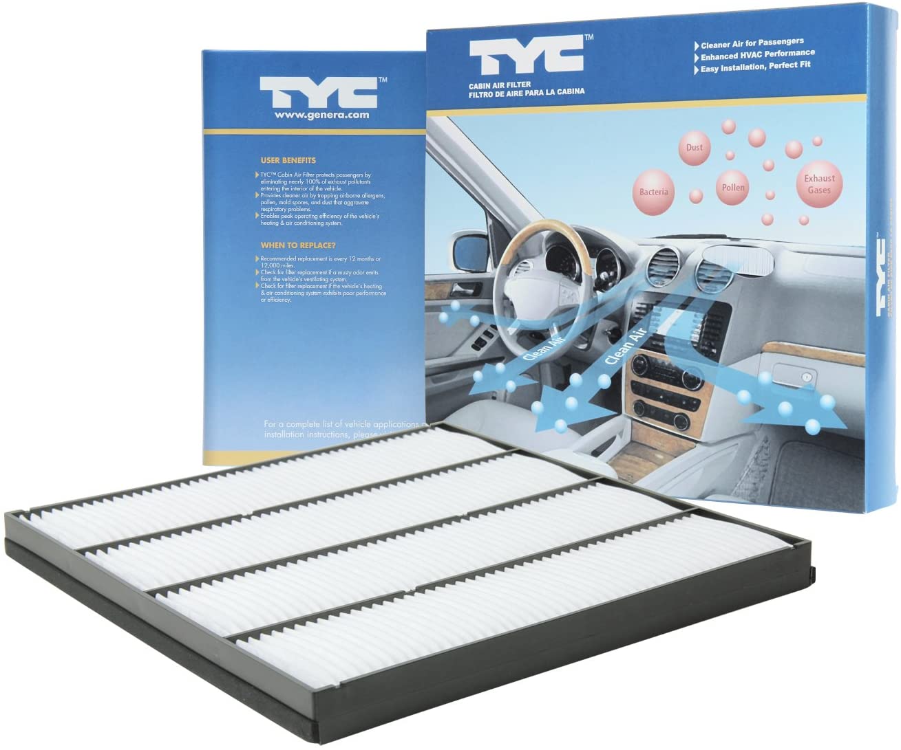 TYC 800156P Replacement Cabin Air Filter Compatible with Chevrolet Camaro