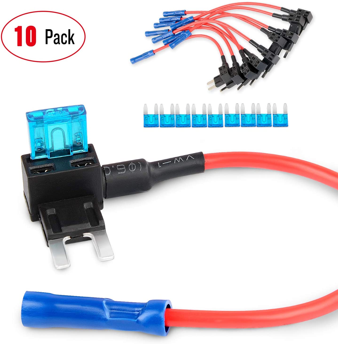 Nilight Fuse Holder Add-a-circuit Fuse TAP Adapter Mini ATM APM Blade Fuse Holder-10 Pack , 2 years Warranty