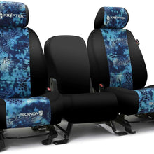Rear SEAT: ShearComfort Custom Kryptek Neo-Supreme Seat Covers for Toyota Corolla (2020-2020) in Black w/Kryptek Neo-Supreme Highlander for 40/60 Split Back Solid Bottom w/Pullout Arm and 3 Adj.