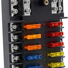 BlueFire 6 Way Blade Fuse Box Fuse Box Holder Standard Circuit Fuse Holder Box Block with LED Light Indication & Protection Cover for Car Boat Marine Trike Car Truck Vehicle SUV Yacht RV