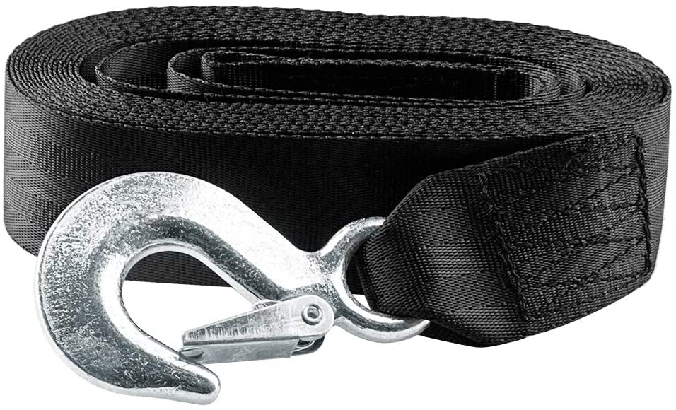 BANG4BUCK 2 Packs 2 Inch X 20 Feet Winch Straps Cable Tow Strap Lines with Durable Hooks for ATV Jet Ski Trailer Boat Cars - Breaking Strength 10000 lbs