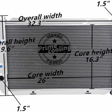 Primecooling 62MM 4 Row Core Aluminum Radiator for Mustang Ford & Mercury Continental V8 1969-73