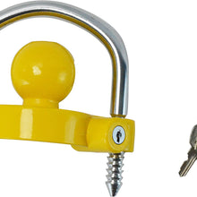 GoTow GT-10002 Universal Coupler Trailer Hitch Security Lock - Fits 1 7/8", 2", and 2 5/16" Ball Mounts Yellow