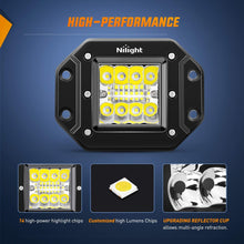 Nilight 2PCS 42W Flush Mount LED Light Pods Upgraded Spot Flood Combo Beam Driving Light LED Work Light Backup Light Reverse Light Grill Mount Light for Offroad 4x4 Truck SUV Jeep, 2 Years Warranty