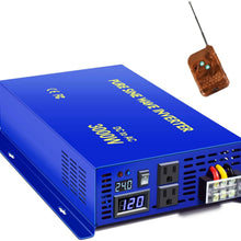 XYZ INVT Pure Sine Wave Inverter - 2500W 24V DC to 110V 120V AC with Wireless Remote Switch, 5000 watt Surge, Power Converter for RV, Camping, Solar System, Grid Off.