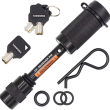 TowWorks 5/8" Trailer Hitch Locking Pin - Black Tow Hitch Receiver Lock with Anti-Rattle, fits Class III/IV Hitches with 2" and 2.5" Receivers, 79631