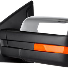 SCITOO Tow Mirrors Compatible with 2007-2014 for Ford F150 1997-1999 for Ford F-250 Towing Mirrors with Power Heated Left and Right Side Turn Signal Light Puddle Light with Chrome Housing