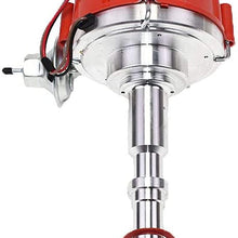 A-Team Performance HEI Complete Distributor 65,000-volt Coil Male Cap Compatible with AMC Jeep V8 290, 304, 343, 360 390 401 One Wire Installation, Red Cap