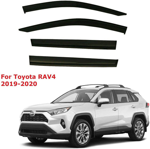Black Tinted Side Window Vent Visor Deflectors Rain Guards for Toyota Rav4 2019 2020 - 4 Piece set