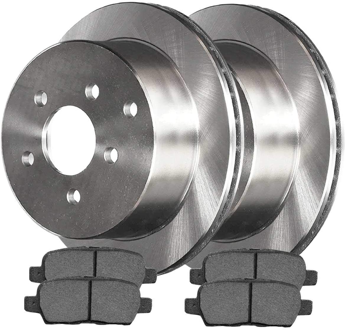 AutoShack RSMK41350-41350-905-2-4 Rear Brake Rotors and Semi Metallic Pads