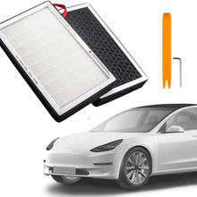 TZUTOGETHER Tesla Model 3 Model Y Air Filter HEPA Replacements 2 Pack with Pm2.5 Activated Carbon Three-Layer Purifier Suitable for All Tesla Model 3 from 2017-2021 (3-Layer Filter)